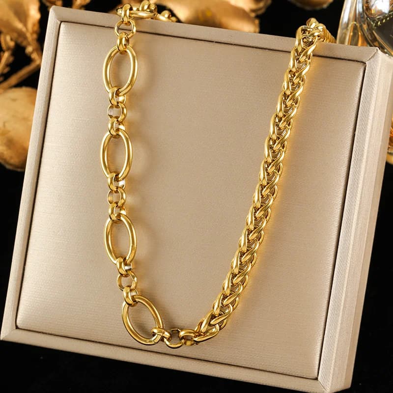 8mm-es vastag lánc nyaklánc, 18K aranyozott