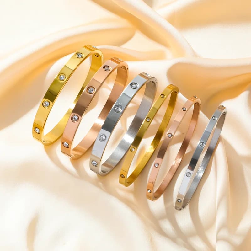 3 színű cirkóniumos bangle karkötő