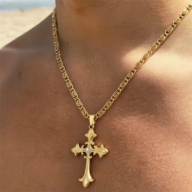 Kereszt fém medál nyaklánc